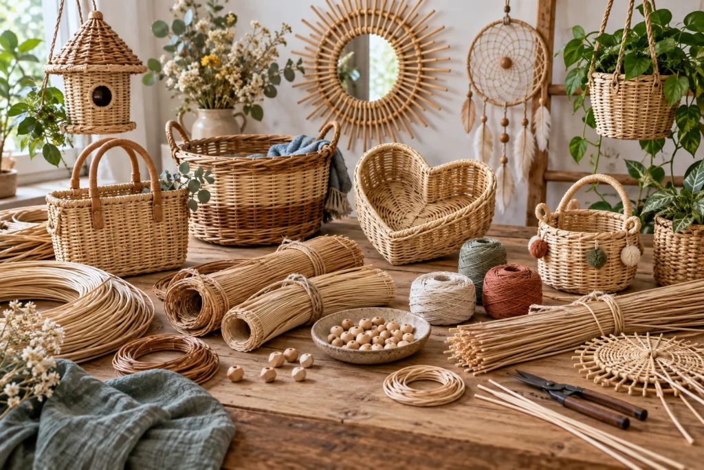 Kits de vannerie DIY de Sylvie Bégot : paniers, corbeilles et décorations en rotin
